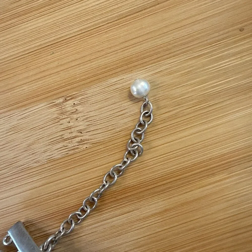 PEARL BEAD CHAIN BRACELET ON SILVER CLASP